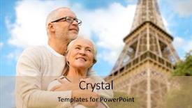  Presentation with family tourism - Slide deck having senior couple hugging over paris background and a coral colored foreground