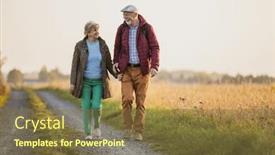  Presentation with senior couple - Slides with senior-couple-in-a-field background and a tawny brown colored foreground