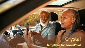  Presentation with gps - Presentation theme having senior-couple-in-car-arguing background and a tawny brown colored foreground