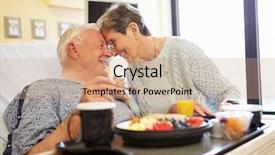  Presentation with senior couple - Slide set featuring senior couple in hospital room background and a coral colored foreground