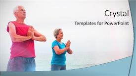 Presentation with honolulu senior on a beach - Colorful presentation design enhanced with senior couple in lotus position backdrop and a  colored foreground