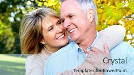  Presentation with senior couple - Presentation having senior couple in love park background and a sky blue colored foreground