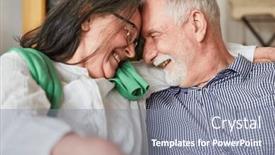  Presentation with partnership - Theme consisting of senior-couple-in-love-smiling background and a gray colored foreground