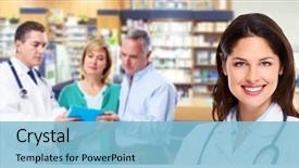  Presentation with senior couple - Colorful PPT theme enhanced with senior couple in pharmacy backdrop and a light blue colored foreground