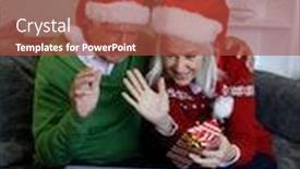  Presentation with lockdown - Beautiful slide set featuring senior-couple-in-santa-hat backdrop and a red colored foreground