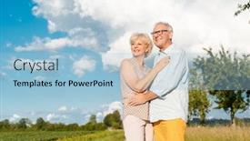  Presentation with senior couple - Slides enhanced with senior-couple-in-summer-landscape background and a light blue colored foreground