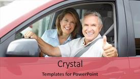  Presentation with college education happy smiling - Cool new presentation theme with senior couple in the car backdrop and a coral colored foreground