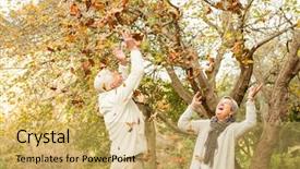  Presentation with senior couple - Colorful presentation enhanced with senior couple in the park backdrop and a  colored foreground