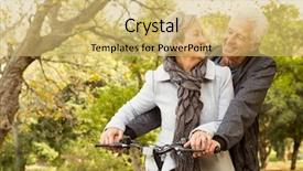  Presentation with senior couple - Theme having senior couple in the park background and a yellow colored foreground