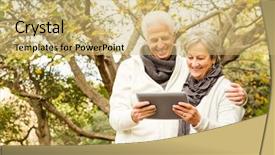  Presentation with senior couple - Colorful slide set enhanced with senior couple in the park backdrop and a yellow colored foreground