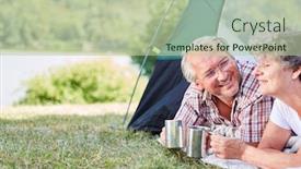  Presentation with tent - Presentation design featuring senior-couple-in-the-tent background and a mint green colored foreground