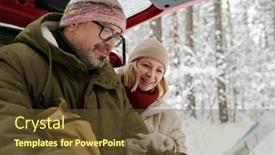  Presentation with senior couple - Presentation design enhanced with senior-couple-in-warm-winterwear background and a  colored foreground