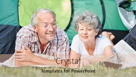  Presentation with camping - Cool new theme with senior-couple-lies-relaxed backdrop and a coral colored foreground