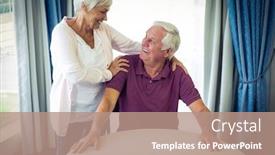  Presentation with senior living - Cool new presentation with senior couple looking at each other and smiling in living room backdrop and a coral colored foreground