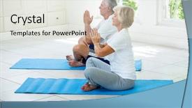  Presentation with exercise mat - Presentation theme enhanced with senior couple meditating on exercise background and a  colored foreground