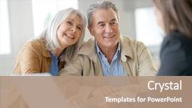  Presentation with investment - Cool new slides with senior couple meeting financial adviser backdrop and a coral colored foreground