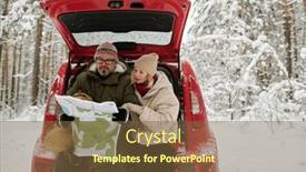  Presentation with senior couple - Slides consisting of senior-couple-of-hikers background and a  colored foreground