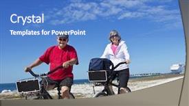  Presentation with senior couple - Slide deck having senior couple on a bike background and a teal colored foreground