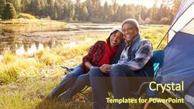  Presentation with active seniors senior couple - Slide deck consisting of senior couple on autumn camp background and a tawny brown colored foreground