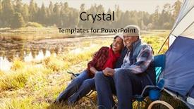  Presentation with active seniors senior couple - Presentation design enhanced with senior couple on autumn camping background and a soft green colored foreground
