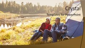  Presentation with senior couple - Beautiful PPT layouts featuring senior couple on autumn camping backdrop and a soft green colored foreground