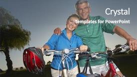  Presentation with bicycles - PPT layouts consisting of senior couple on bicycles at dusk portrait background and a gray colored foreground