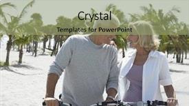  Presentation with bicycles - Beautiful presentation featuring senior couple on bicycles on tropical beach backdrop and a mint green colored foreground