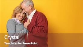  Presentation with senior couple - Audience pleasing PPT layouts consisting of senior couple on color background backdrop and a tawny brown colored foreground