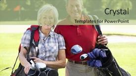  Presentation with golf course - Presentation theme featuring senior couple on golf course background and a mint green colored foreground