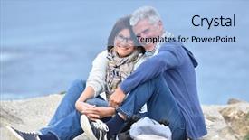  Presentation with cliff - Audience pleasing presentation theme consisting of senior-couple-on-rambling-day backdrop and a light blue colored foreground