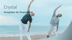  Presentation with training - PPT layouts with senior-couple-on-the-beach background and a sky blue colored foreground