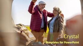  Presentation with car accident cartoon - Presentation theme consisting of senior-couple-packing-a-car background and a  colored foreground