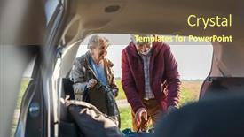  Presentation with senior couple - Slides enhanced with senior-couple-packing-a-car background and a tawny brown colored foreground