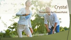  Presentation with senior couple - Audience pleasing slides consisting of senior couple playing badminton backdrop and a cream colored foreground