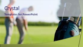  Presentation with retirement golf - Slide deck having senior couple playing golf background and a sky blue colored foreground