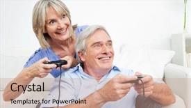  Presentation with race car - Beautiful theme featuring senior couple playing video game backdrop and a coral colored foreground