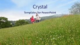  Presentation with senior couple - Theme with senior couple rambling in countryside background and a sky blue colored foreground