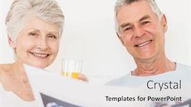  Presentation with senior couple - Slides enhanced with senior couple reading newspaper at bed background and a light gray colored foreground
