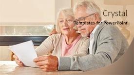 Presentation with retirement insurance - Beautiful slides featuring senior couple reading together backdrop and a lemonade colored foreground