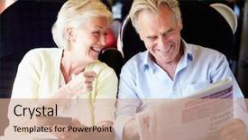  Presentation with career journey timeline - Beautiful PPT theme featuring senior couple relaxing on train backdrop and a coral colored foreground