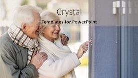  Presentation with senior couple - Audience pleasing slides consisting of senior-couple-ringing-the-doorbell backdrop and a soft green colored foreground