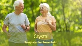  Presentation with senior couple - Presentation design consisting of senior couple running in park background and a tawny brown colored foreground
