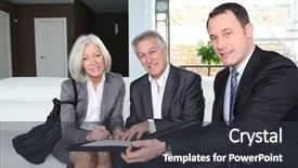  Presentation with real estate purchase - Amazing presentation theme having senior couple signing financial contract backdrop and a  colored foreground