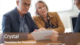  Presentation with senior couple - Beautiful presentation theme featuring senior couple signing housing contract backdrop and a coral colored foreground