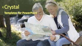  Presentation with senior couple - Theme enhanced with senior couple sitting by river background and a tawny brown colored foreground