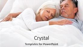  Presentation with old couple - Slides featuring senior couple sleeping in bed background and a white colored foreground