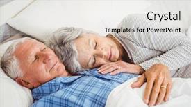  Presentation with sleeping - Slide deck featuring senior couple sleeping on bed background and a white colored foreground