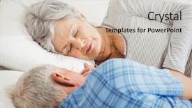  Presentation with senior couple - Audience pleasing slide deck consisting of senior couple sleeping on bed in bedroom backdrop and a soft green colored foreground