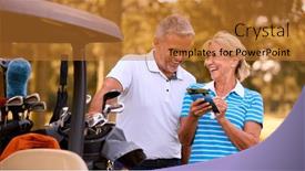  Presentation with senior couple - Slide set featuring senior-couple-standing-next and a gold colored foreground