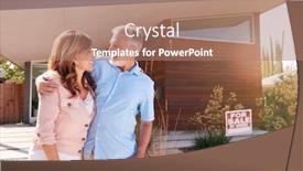  Presentation with outdoors - Presentation having senior-couple-standing-outdoors background and a coral colored foreground